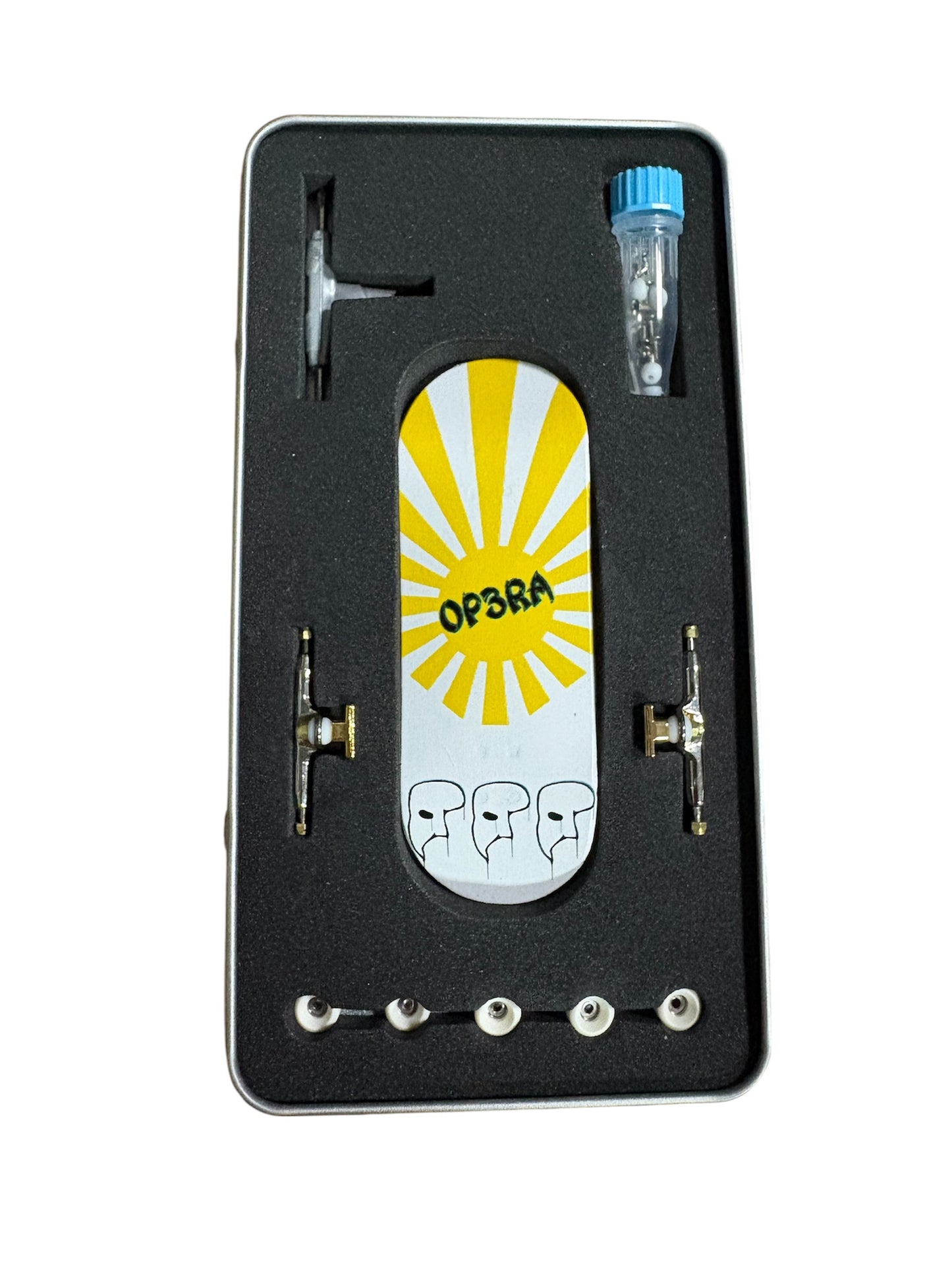 Real Wear Pro Fingerboard Complete 34x96mm -with G4 gold trucks and 65d wheels- -Yellow Rays