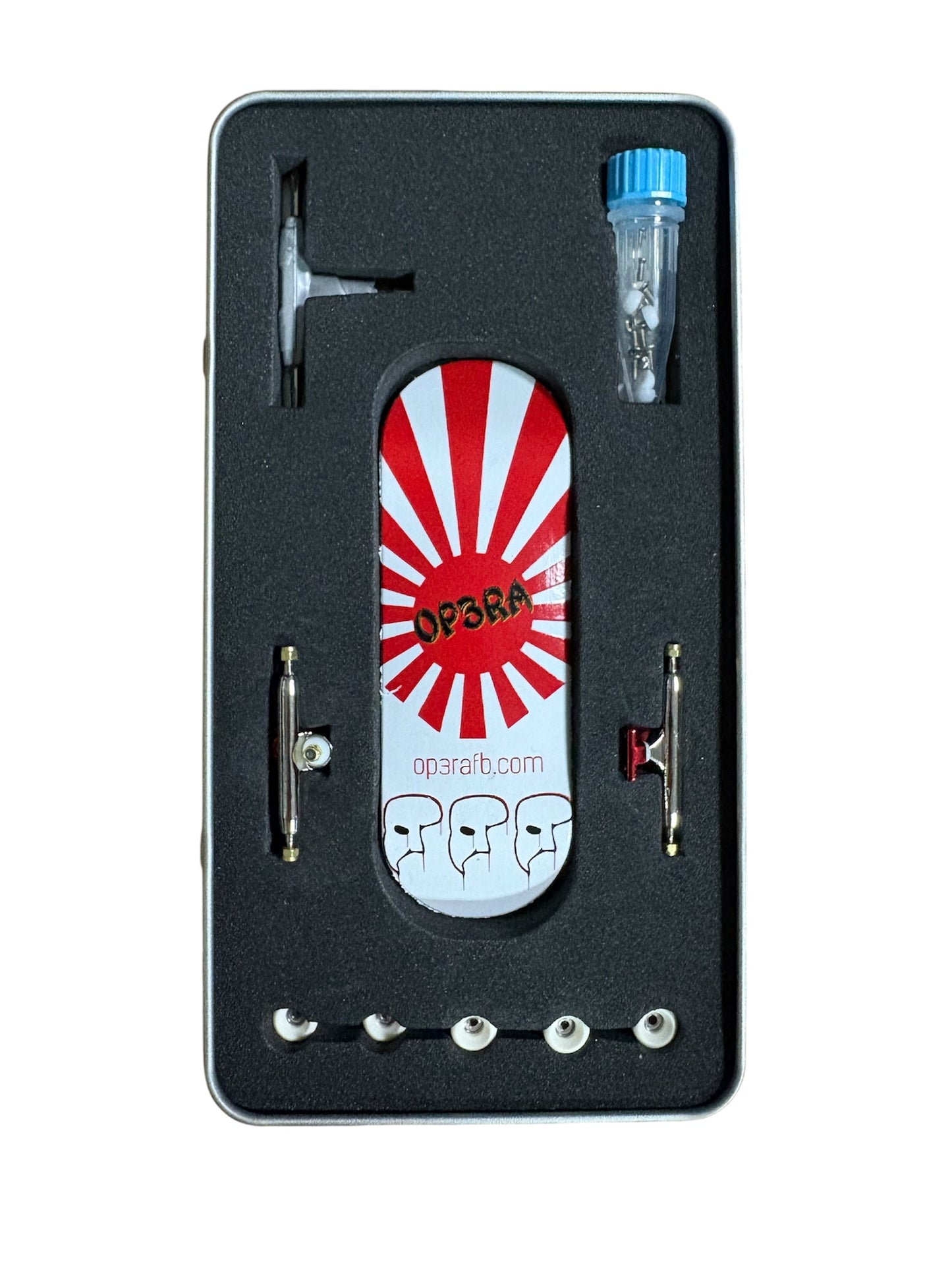 Realwear Op3ra Pro Fingerboard Complete 32X96mm-with g4 red trucks and 65d wheels-Red Rays