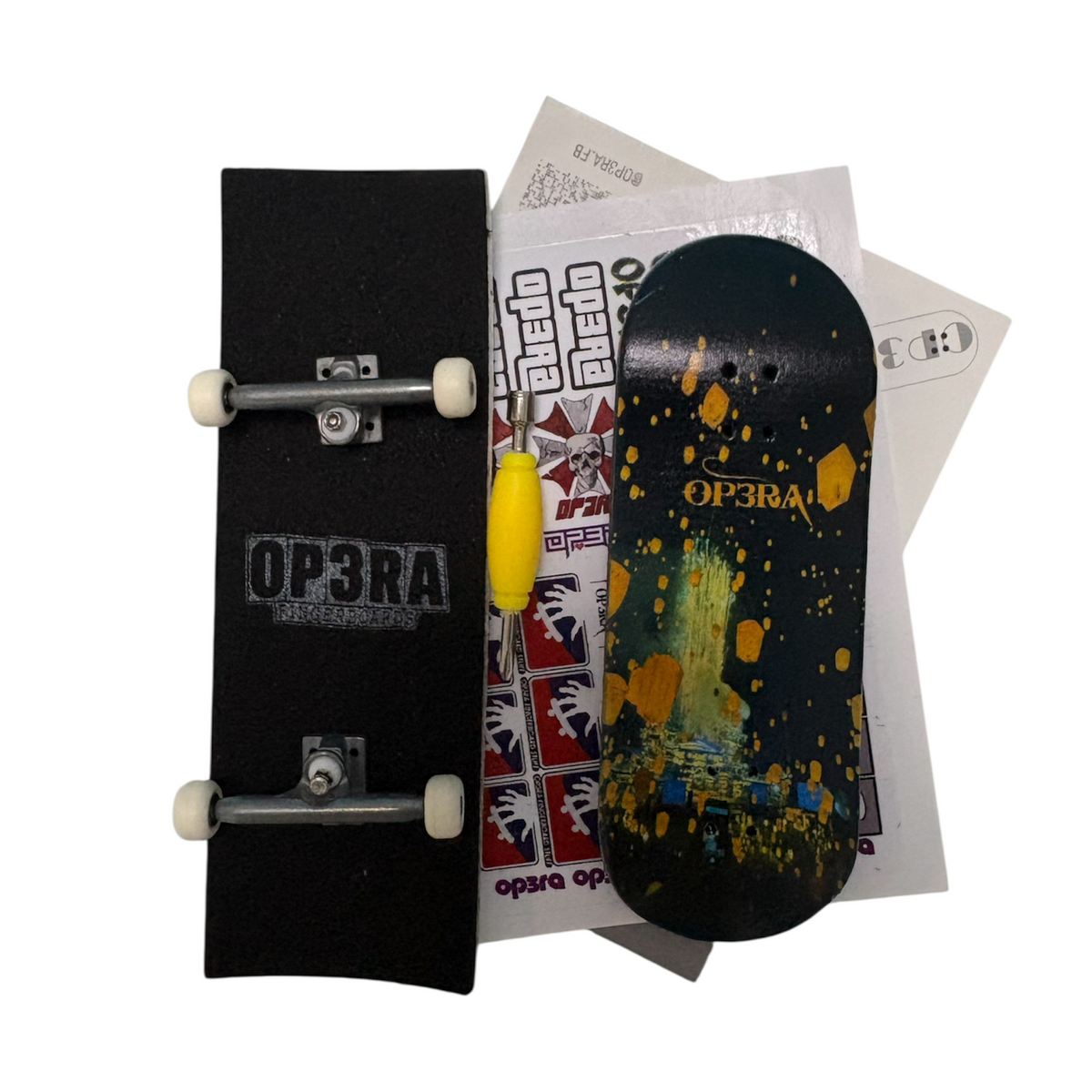 Leefai Pro Wood Fingerboard with G4 trucks and 65D wheels-OP3RA:Oriental Nightscape 34x96mm