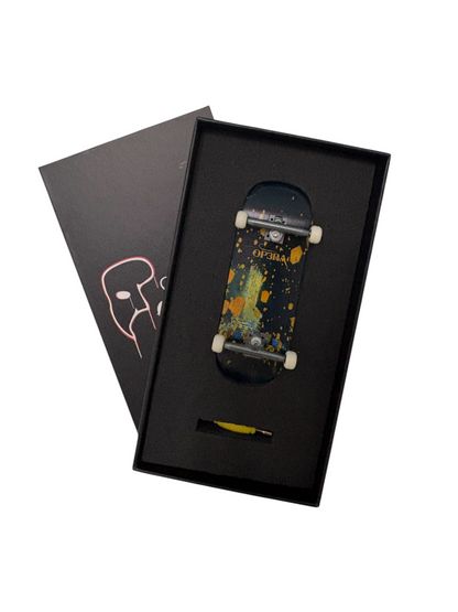 Leefai Pro Wood Fingerboard with G4 trucks and 65D wheels-OP3RA:Oriental Nightscape 34x96mm