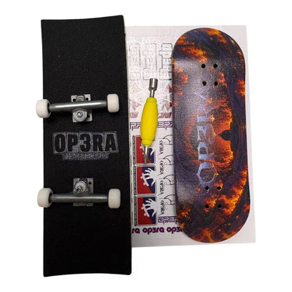 Leefai Pro Fingerboard with G4 trucks Raw & 65D wheels- OP3RA: Infernal Series 32x96mm