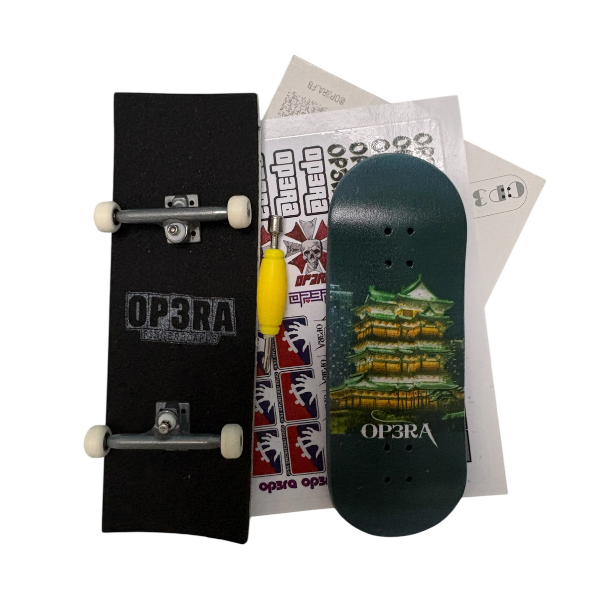 Leefai Pro Wood Fingerboard with G4 trucks and 65D wheels-OP3RA:Oriental Nightscape 34x96mm