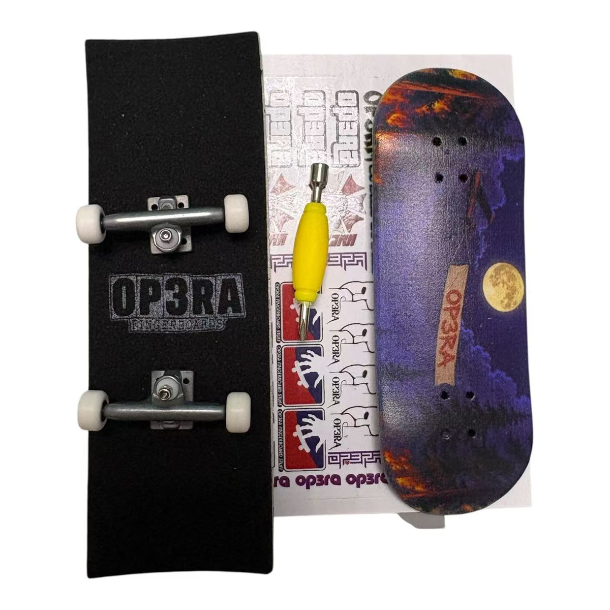 Leefai Pro Fingerboard with G4 trucks Raw & 65D wheels- OP3RA: Infernal Series 32x96mm