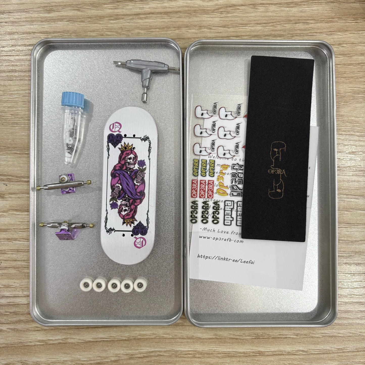 OP3RA V3-Pro Fingerboard Complete 5layers wood maples 32*96mm-Queen of hearts